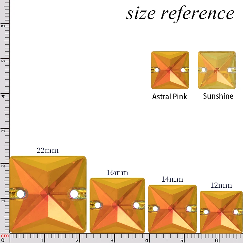 Розовое золото 22x22 мм квадратный пришить стразы K9 стекло, кристалл, камень Flatback для шитья страз платье одежда украшения кристалл