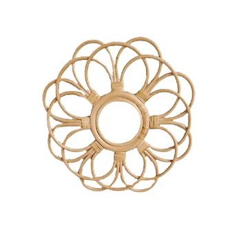 

JEYL Rattan Frame Mirror Decor Wall Frames Art Deco Frame, Vintage Craft Frame Hanging Wall Mirror Frame, Not Included Mirror