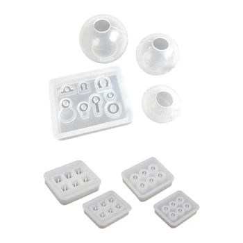 

4Pcs Round Square Bangle Silicone Mold with Hanging Holes & 4Pcs Transparent Ball Pendant Resin Mold