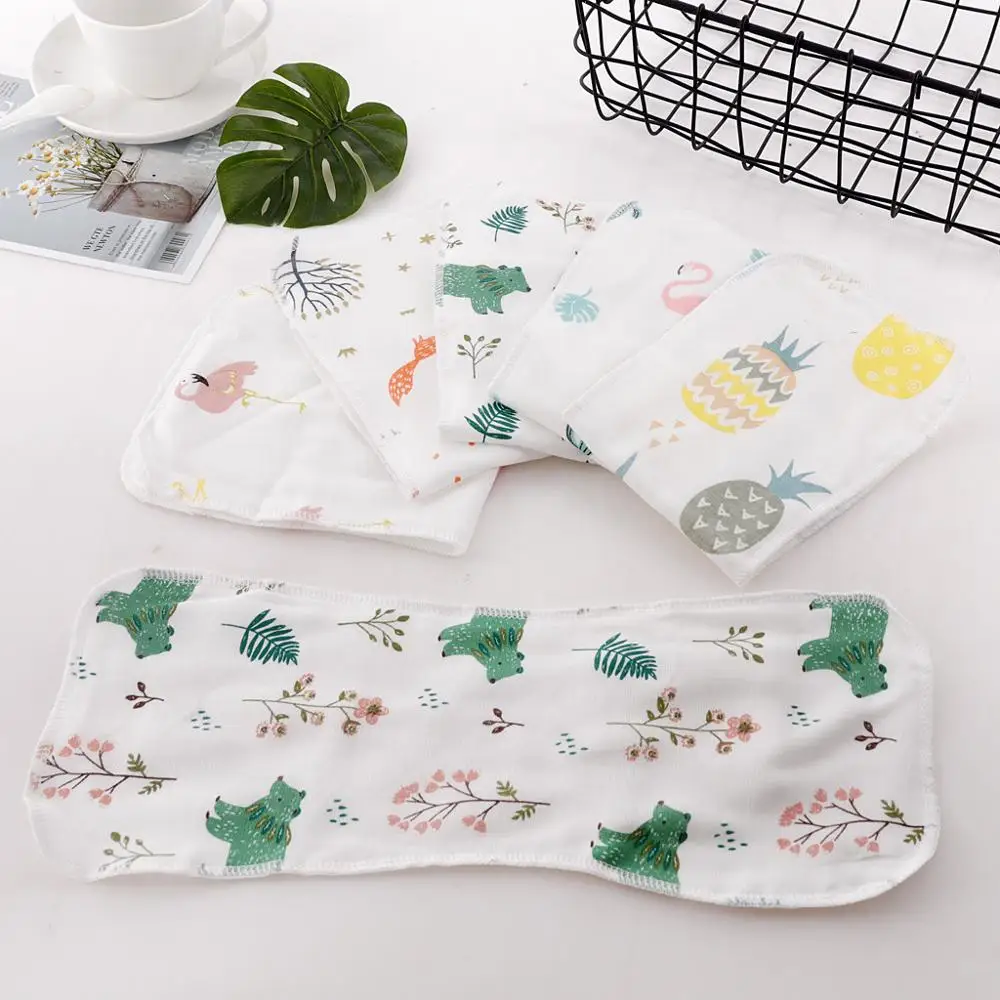 Random 1 шт. Моющиеся Многоразовые Детские Тканевые Подгузники пеленки вставки хлопковые колготки для младенцев марлевые пеленки для малышей с подкладкой с ватными тампонами пеленки 6/8/10 слоев - Цвет: Random