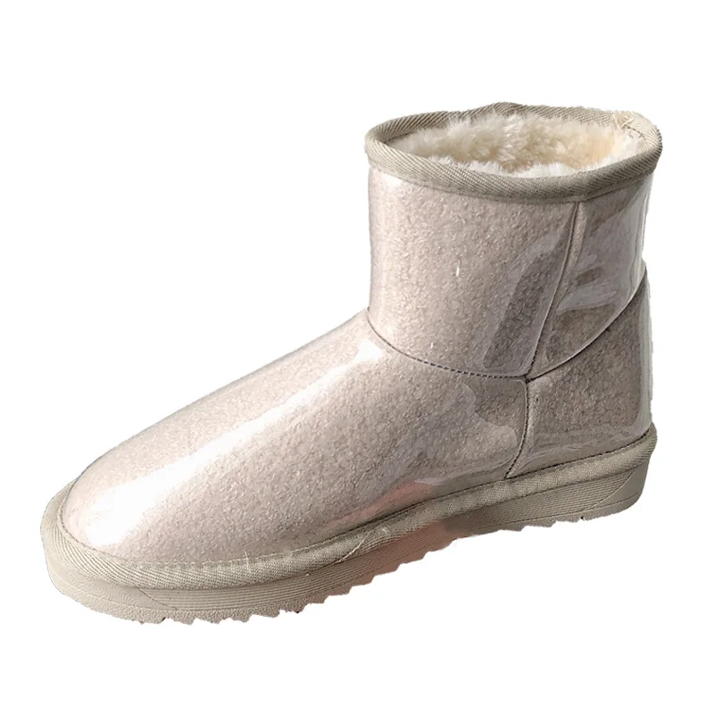 

Waterproof Snow Boots Women's Short Tube 2019 Winter Warm Flat-bottom Cute Plus Velvet Cotton Shoes Black Pink Beige Size 35-40