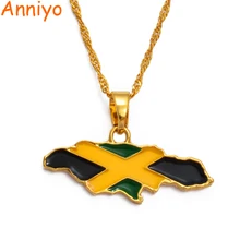 Anniyo Jamaica карта и национальный кулон в форме флага ожерелья золотого цвета ювелирные изделия ямайские подарки карты#080406