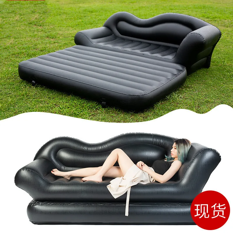 2 In 1 Thicken Home Outdoor Wavy Inflatable Sofa Padded Outdoor Folding