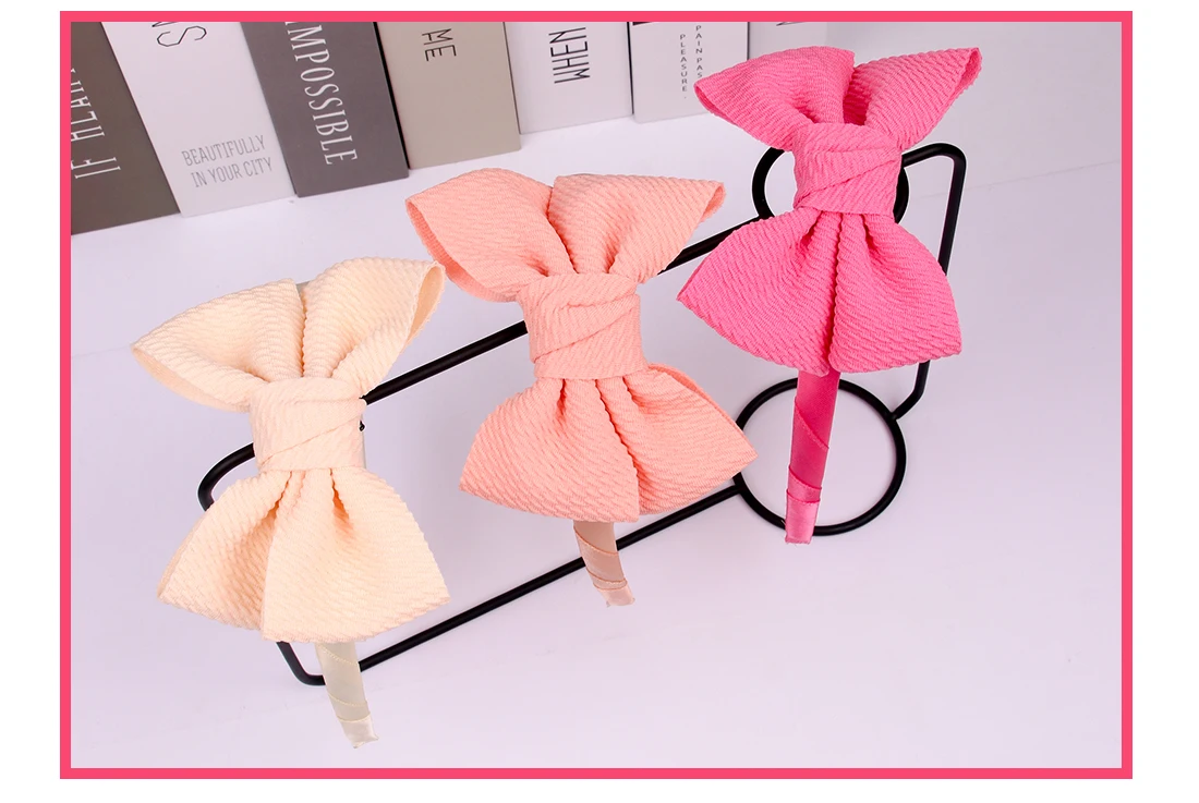 1 PC Girls Ribbon Bows Headband Soft Autumn Color Elegant 4 Inch Bow with Satin Headhoop Children Daily Headwear Sweet Hairbow