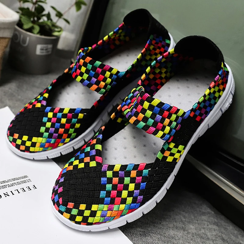 Summer Women Shoes Lady hand made Flats Sneakers Breathable Lightweight Women Flat Shoes Manual Woven Shallow Casual women shoes women sneakers women flats