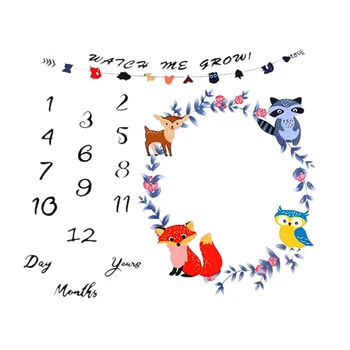 

Baby Monthly Milestone Blanket Newborn Photo Props Shoots Backdrop Boys Girls Growing Infants Toddlers Swaddle Blanket