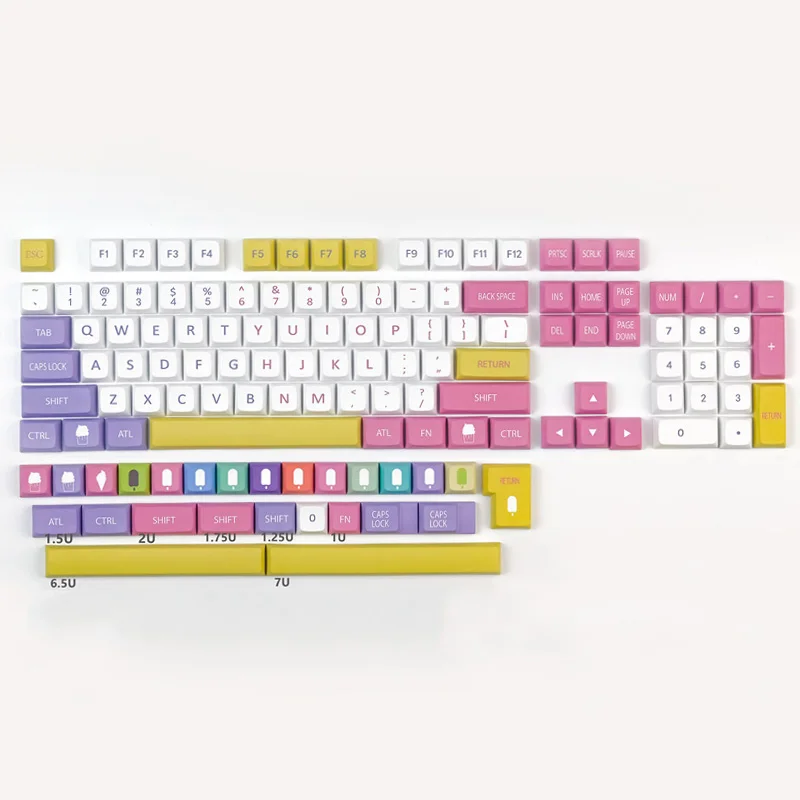 130 клавиш колпачки для мороженого XDA профиль PBT сублимационная механическая