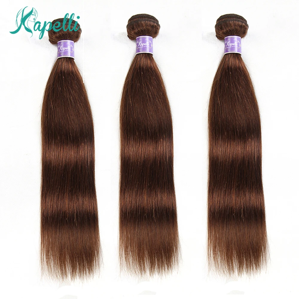 

Kapelli Hair Brazilian Straight Hair Bundles 3PC Non-Remy Hair Bundles 100% Human Hair Extensions Light Brown #4 Free Shipping