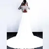 2022 venta al por mayor encantadora blanco manga larga nupcial vestido de novia de encaje V profunda vestido de novia escote para novia de un línea ► Foto 3/6