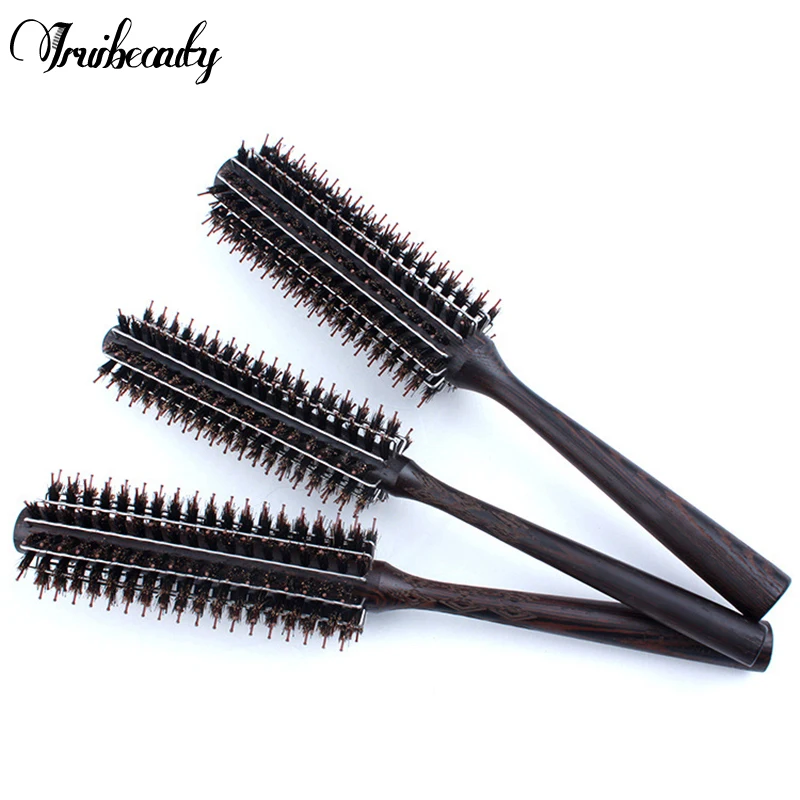 

1 Set S/M/L High Quality Boar Bristle Round Brush Wooden Handle Hair Rolling Brush For Hair Drying Styling Curling