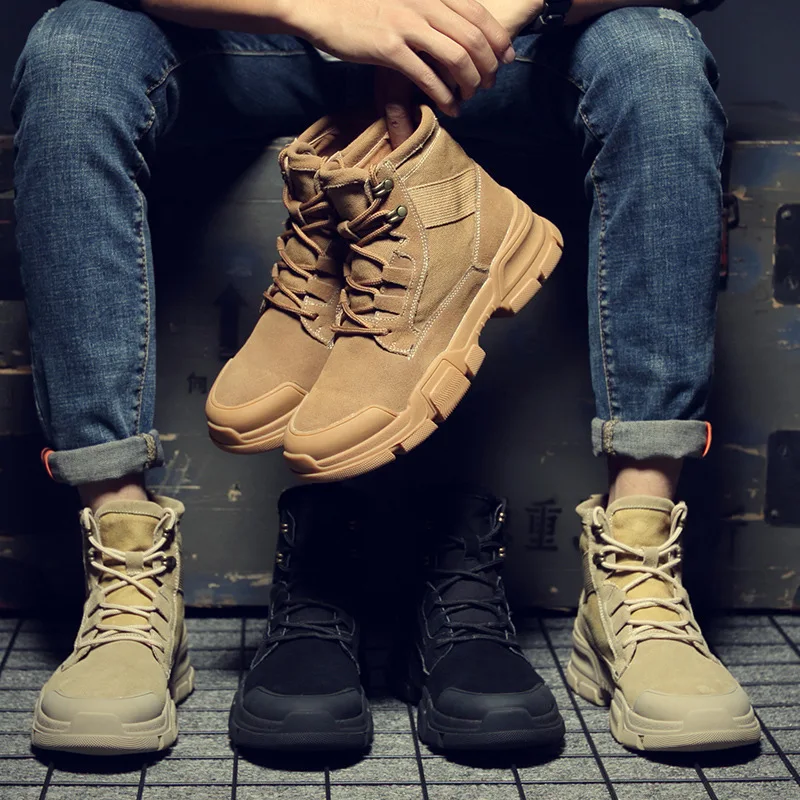 

Martin Boots Men's 2018 New Style Fashion Mid-top Versatile Short Boots Winter Hight-top Combat Boots Work Shoes England Autumn