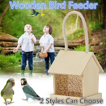

bird feeder Wild Bird кормушка для птиц Wooden Hanging Feeders Viewing Window For Garden Yard Decoration садовый инвентарь Z4