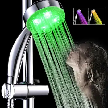 

LED Shower Head Shower Light 7 Colors Changing Silver Faucet Fixtures Bathroom Home Water Glow Sprinkler Romantic Self-Power