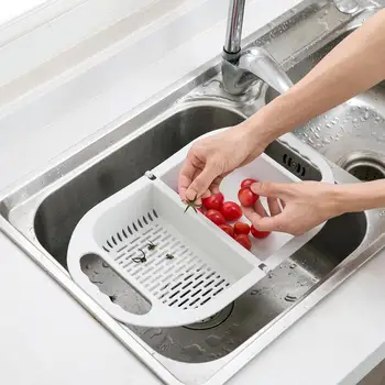 

Hot Foldable Kitchen Drain Basket Sink Storage Rack Wash Fruit Colanders Drainer Basin Vegetables Drain Sieve Food Washing