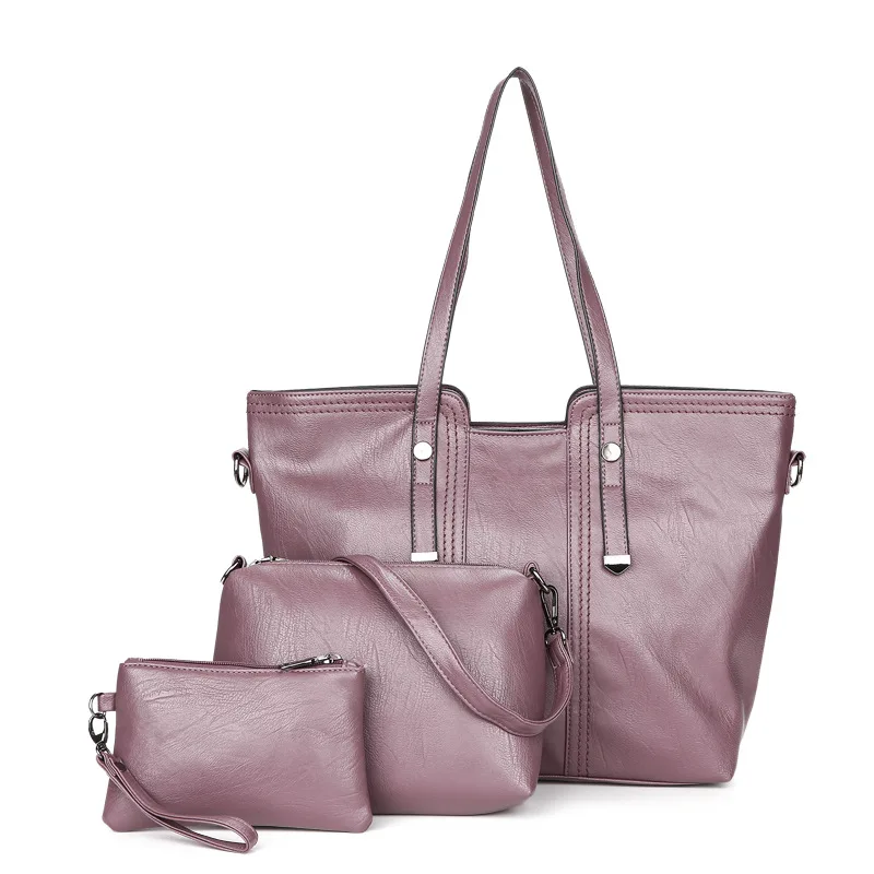 

2019 New Style Simple Fashion Large Capacity Three-piece Set Women's Large Bag Occident Fashion Shoulder Hand WOMEN'S Bag