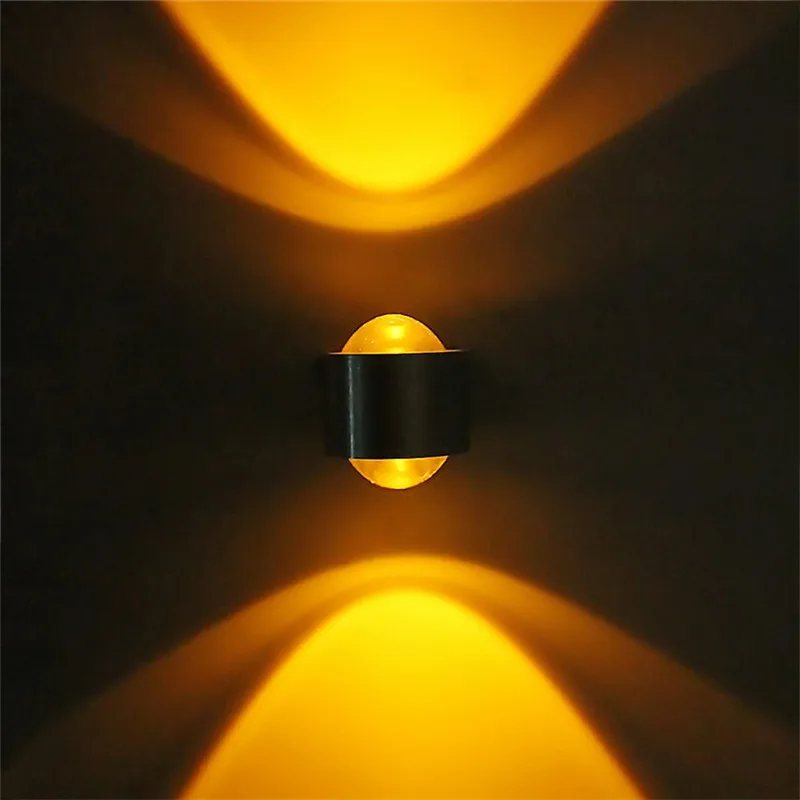 Modern Wall Sconce Lights Crystal Convex Lense Up And Down Aluminum Lighting Fixture 2W 6W Wall Lamp For Home Room Decoration