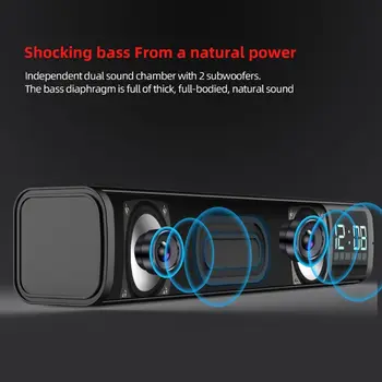

Wireless Bluetooth 5.0 Stereo Speaker Loudspeaker FM Clock TF MP3 Handfree