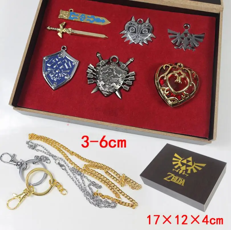 Легенда о Зельде Triforce Hylian Shield& Master брелок в виде меча Ожерелье Подвески Брелок коллекция оружия коробка Косплей Реквизит - Цвет: 2