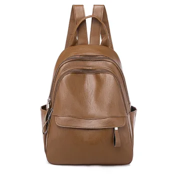 

Women Backpack Leather Small Brown Retro Solid High Quality Soft Pu Back Pack Ladies Vintage Fashion City Black Bagpack 2020 New