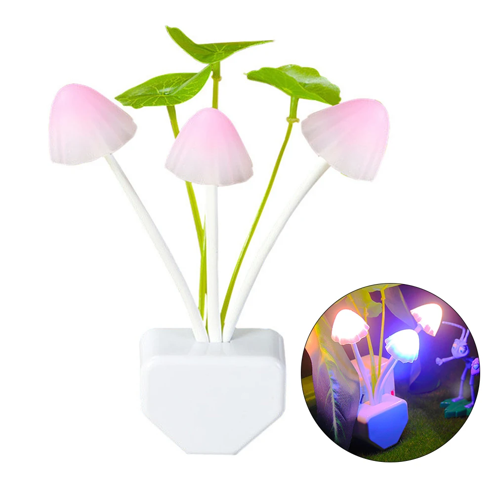 

White European Regulation Mushroom Night Light Sensor 85V-260V 3 LED Color Mushroom Light LED Light Night Light