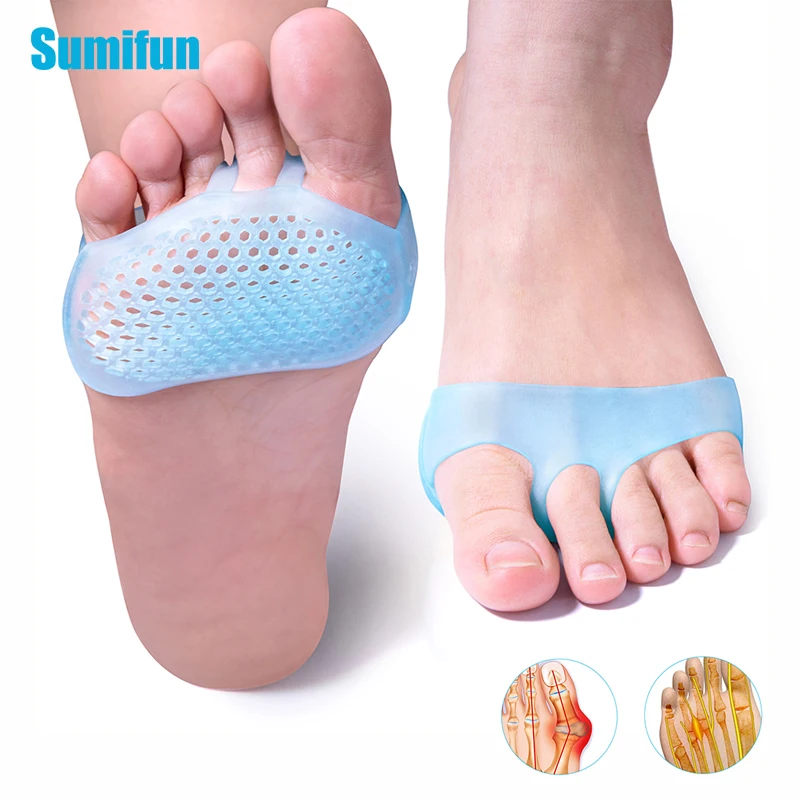 

Sumifun 2pcs Bule Sofe Forefoot Pads Silicone Ball of Foot Cushion For Prevent Foot Corn Callus Blisters Foot Pain Relief C1695