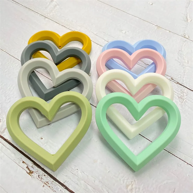 5pcs Heart Silicone teether Beads BPA Free Baby Teether Necklace Food Grade Silicone DIY Jewelry Making Accessories 5