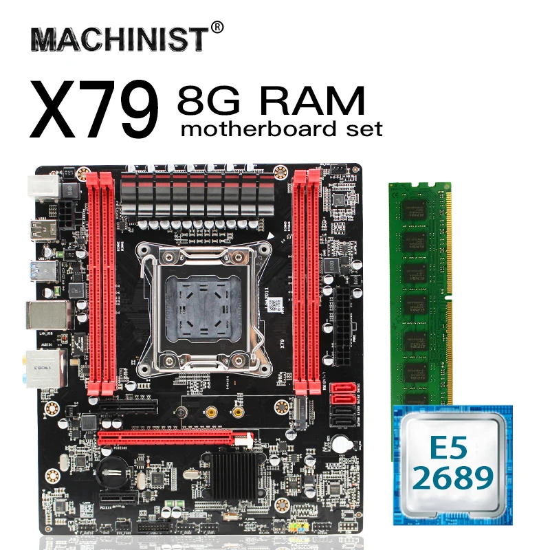 

X79 motherboard set lga 2011 kit with Intel Xeon E5 2689 CPU 8GB 1600MHz DDR3 ECC REG memory RAM MATX NVME M.2 SSD