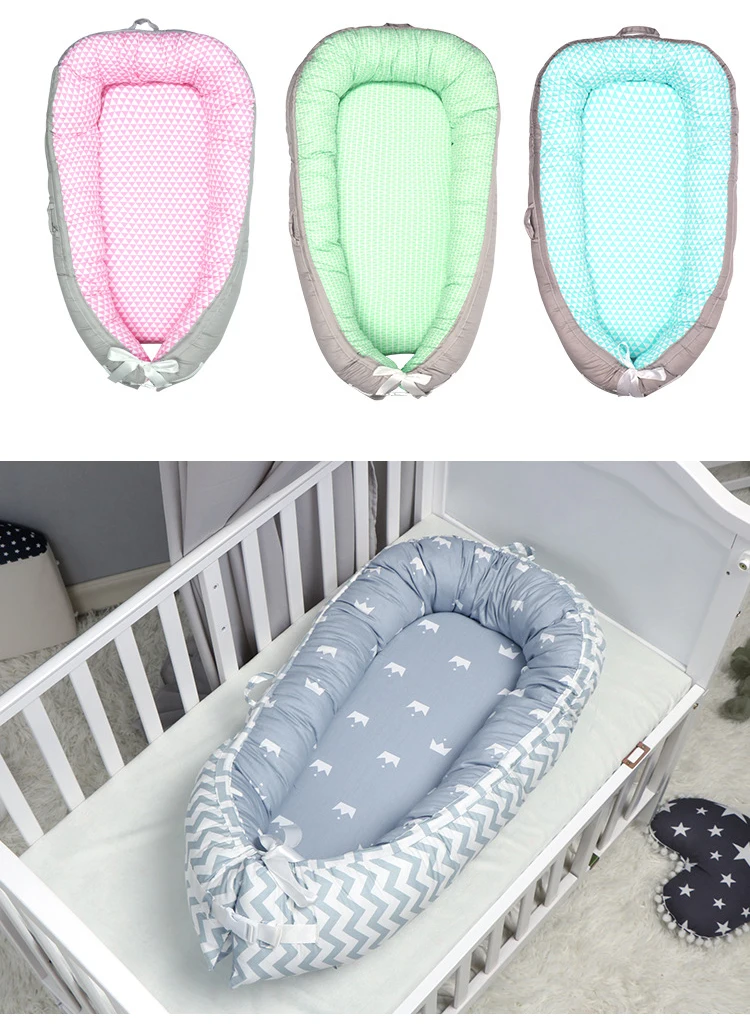 Baby Nest Print Cotton Bionic Bed Washable Portable Baby Bed Multi Functional Travel Crib bed with bumper Newborn Mattress