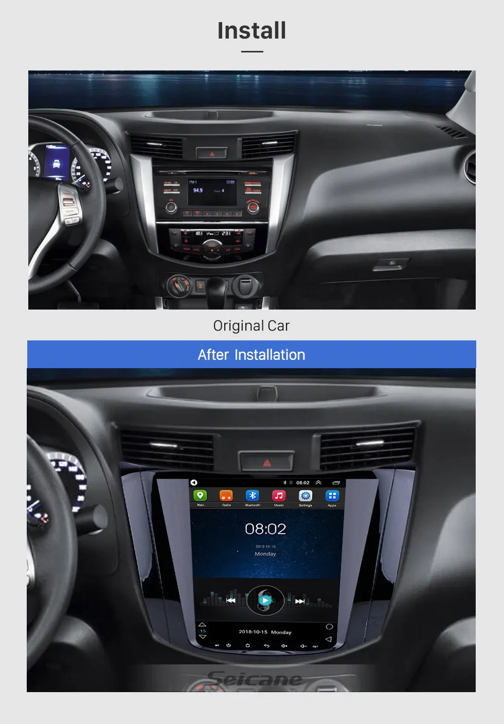 Seicane Android 9,1 Автомагнитола плеер для Nissan NAVARA Terra 9,7 дюймов Радио система с gps Navi Mirror link wifi SWC