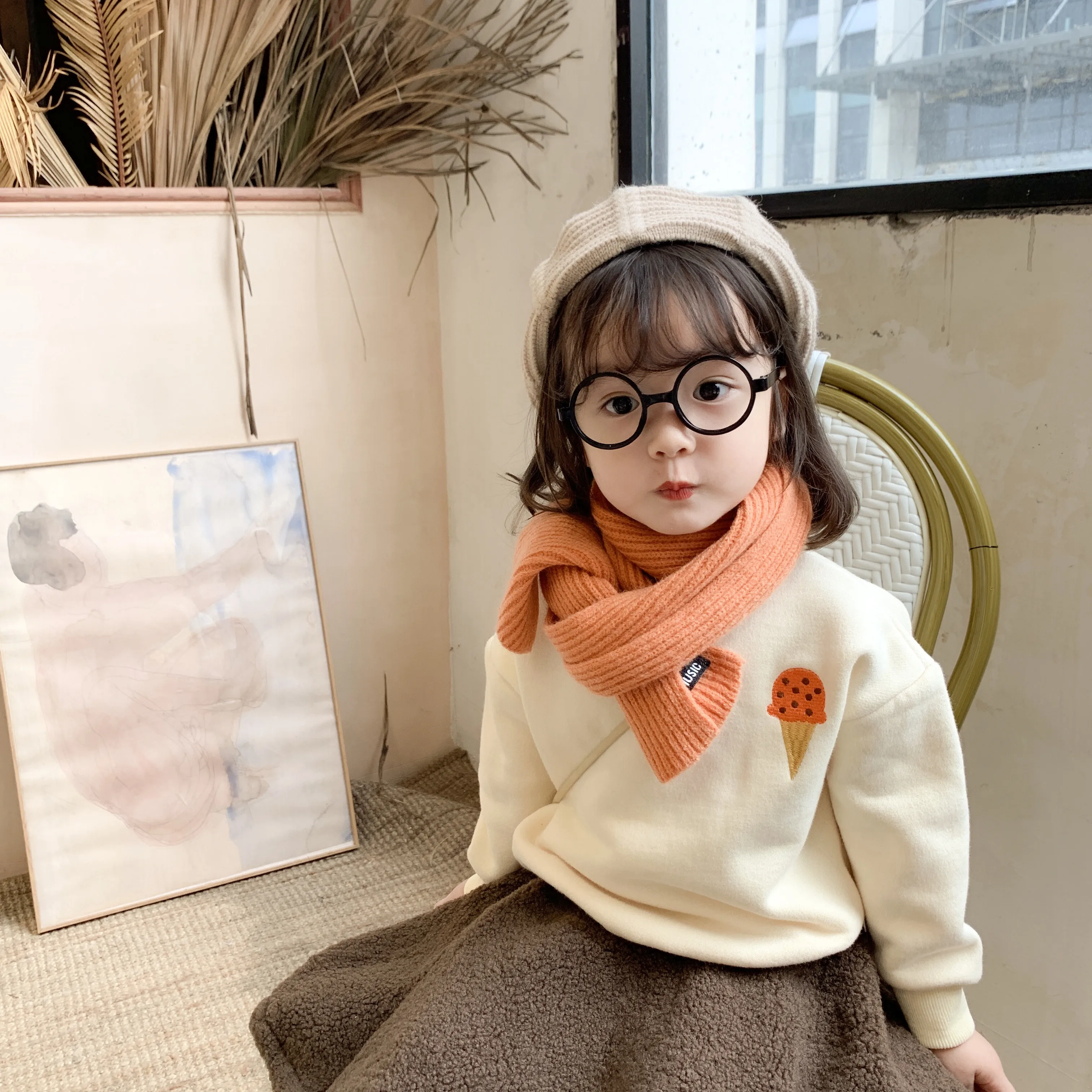 

Autumn Winter Baby Girls Knitted Scarves Korean Style Solid Color Warm Soft Children Wrap