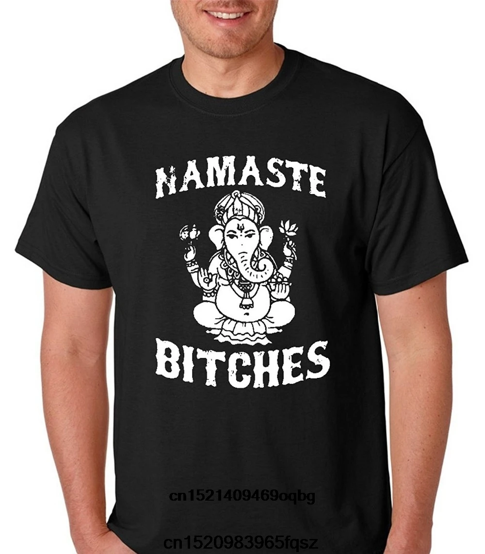 New Arrivals T-Shirts Namaste Bitches Hilariously Funny Yogas Premium Short Sleeves 100% Cotton Tops Shirts Men Tees | Мужская одежда