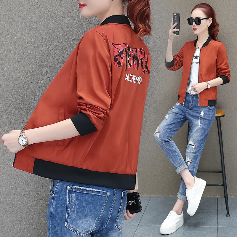 

2019 New Style Spring And Autumn Reversible Jacket Women's Korean-style Loose-Fit Versatile Stand Collar Short Jacket Women's Fa