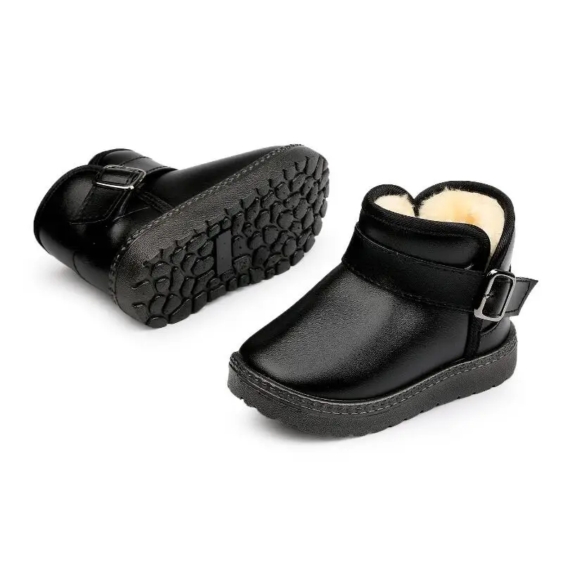 SKHEK/новые плюшевые теплые ботинки для малышей модные детские зимние сапоги обувь для мальчиков и девочек зимняя обувь От 1 до 12 лет Детские ботильоны