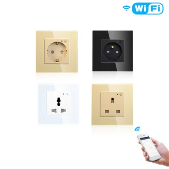 

Intelligent Socket WiFi Wall EU Plug Adapter UK Smart Home Voice APP Remote Control Timer Outlet Glass Panel Smart Life/Tuya FR