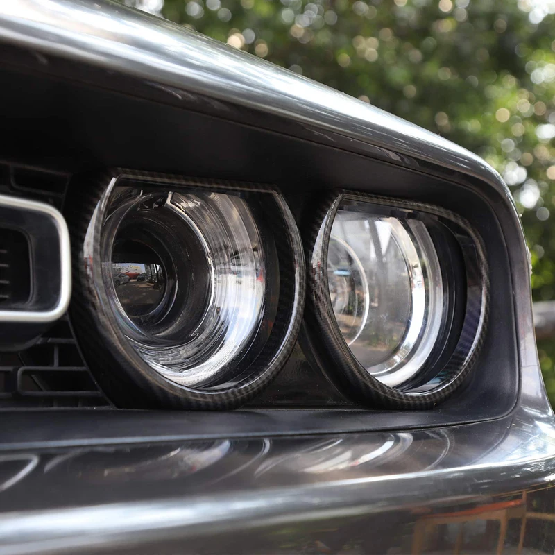 Для Dodge Challenger ABS углеродное волокно передний головной светильник лампа декоративная рамка Крышка отделка автомобиля Стайлинг