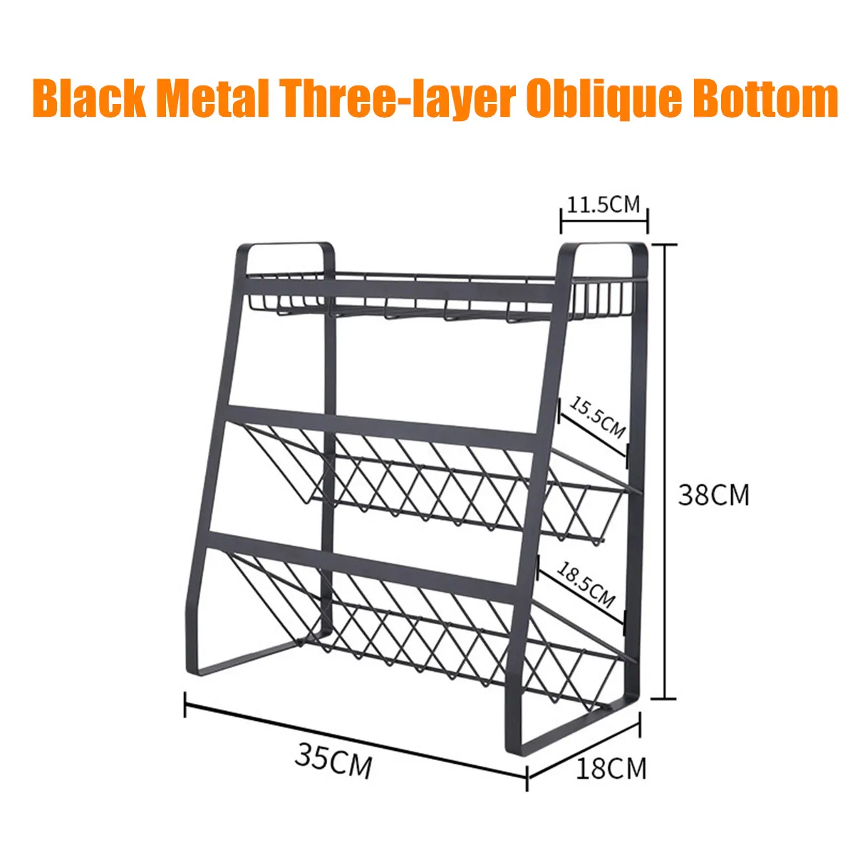 Black Oblique Bottom 3 слоя кухонная полка для специй 304 столешница из нержавеющей стали банки для специй стойка для бутылок кухонный Органайзер держатель для полки хранилища черный - Цвет: Black Oblique Bottom