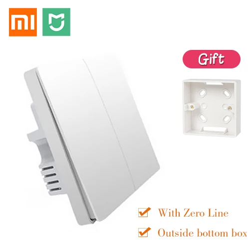 Double outside Бесплатный подарок Xiaomi Aqara, умный светильник с управлением пожарной проволокой, с нулевой линией, двойной одноклавишный настенный выключатель ZiGBee, 2 версии, Mijia, приложение для управления - Цвет: Double outside