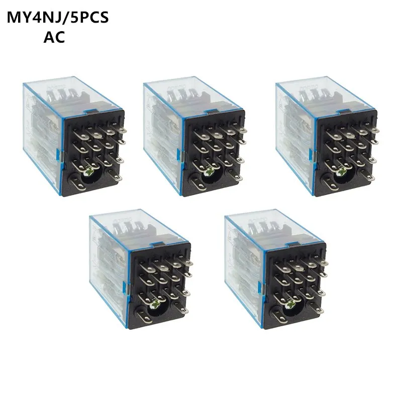 

5Pc MY4NJ Electronic Micro Mini Electromagnetic Relay 5A 14PIN AC 12V 24V 36V 48V 110V 220V 380V LED Indicator Relay Switch