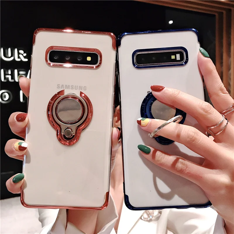 Чехол с кольцом на палец для Samsung S8 S9 S10 plus Note9 10 s105G мягкий силиконовый Магнитный