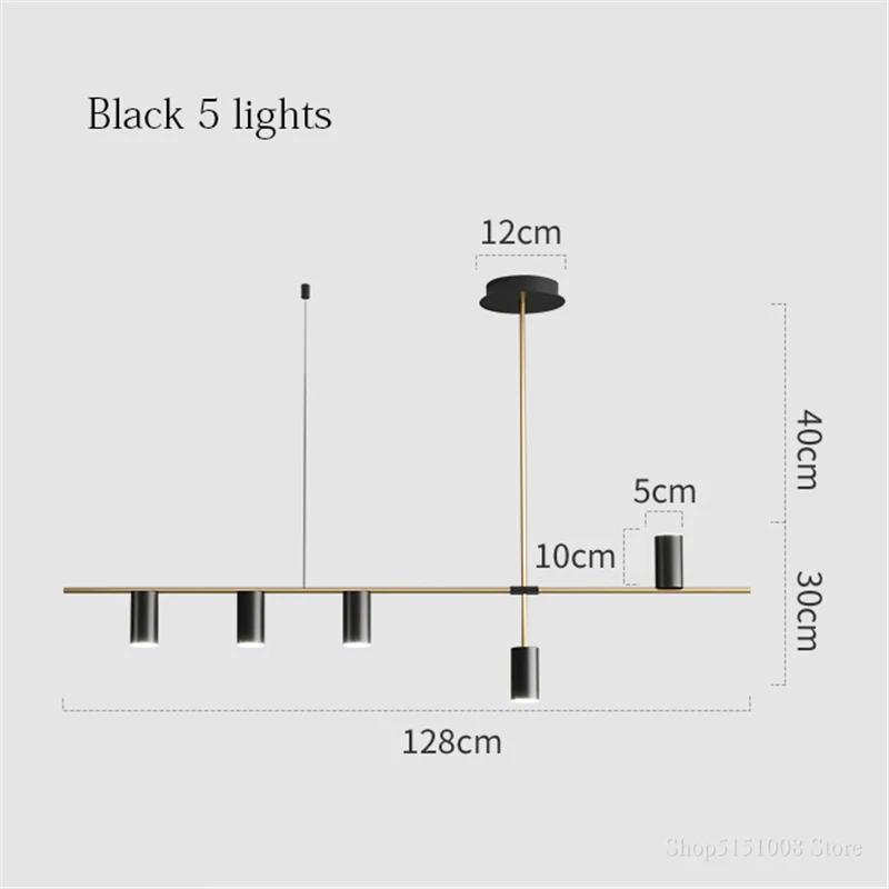 Gold or Black Simple Chandelier Modern LED lights Kitchen island Long Hanging Light Dining lustre Coffee Restaurant Pendant Lamp candle chandelier Chandeliers