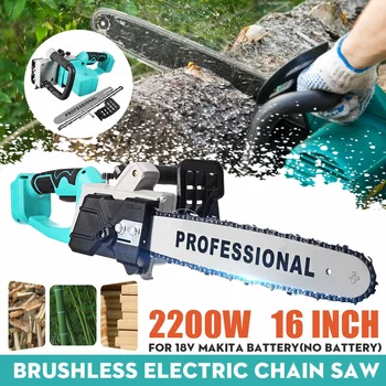 

16 Inch Cordless Chain Saw Brushless Motor Power Tools Electric Chainsaw Garden Woodworking Power Tools For 18V Makita battery