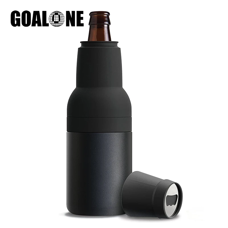 GOALONE 2 in 1 Beer Can Vacuum Insulated Double Walled Stainless Steel Beer Bottle Holder with Opener BPA Free Cooler