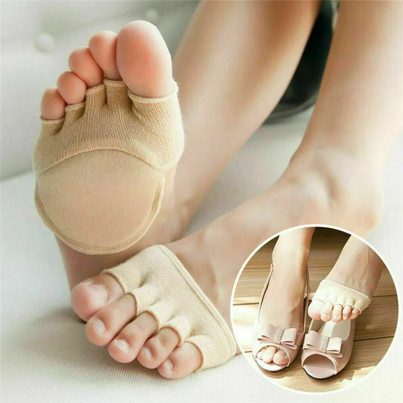 

FAFA Women Silk Sponge Socks Comfortable Non-Slip Corrective Toe Socks Invisible Forefoot Cushion Foot Pad High Heels Socks