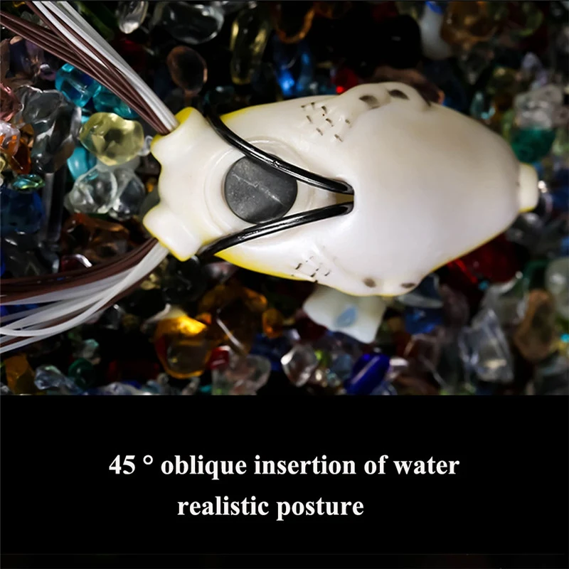 55mm 12g Top Mine Frog-shaped Crank Rocker For Fishing Soft Bait Plastic Fishing Foam Soft Bait With Artificial Treble Hook