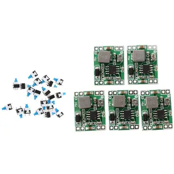 

20 Pcs 8 x 8 mm 6-Pin Self-Locking Switch Button with 5PC DC-DC Converter Step Down Module Adjustable Power