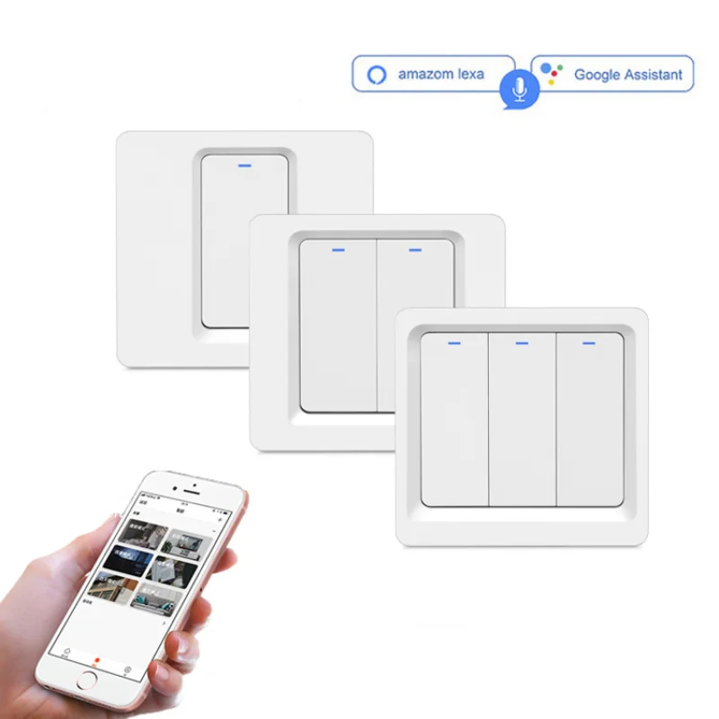 

Wifi smart home light wall switch 86 type EU Button 1/2/3button compatible for Alexa Google Home control by Tuya smart life app
