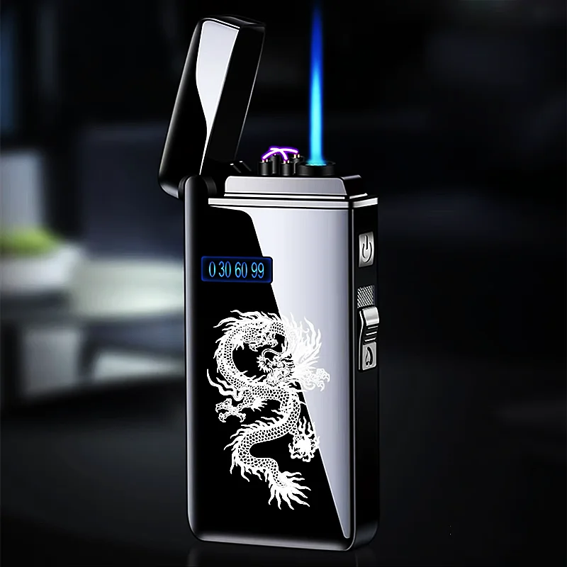 Ветрозащитная металлическая USB-зажигалка струйная турбо двойная дуга