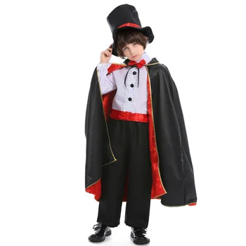 

Dracula Count Victorian Vampire Costume Halloween Purim Festival Child Boy Cosplay Fancy Dress Magician Magic Show Outfit