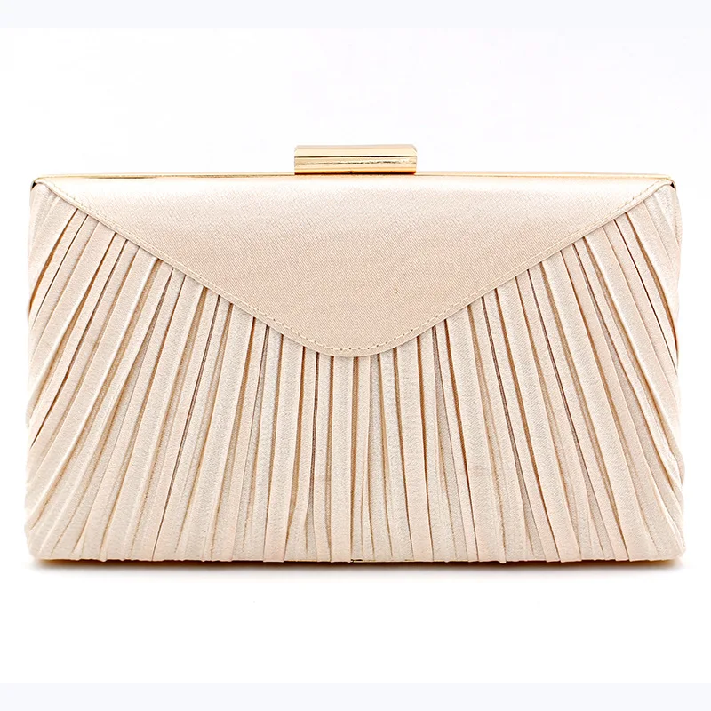 

New Style Handmade Pleated Evening Bag Banquet Evening Dress Square Bag Pleated Shoulder Carrying ming yuan bao