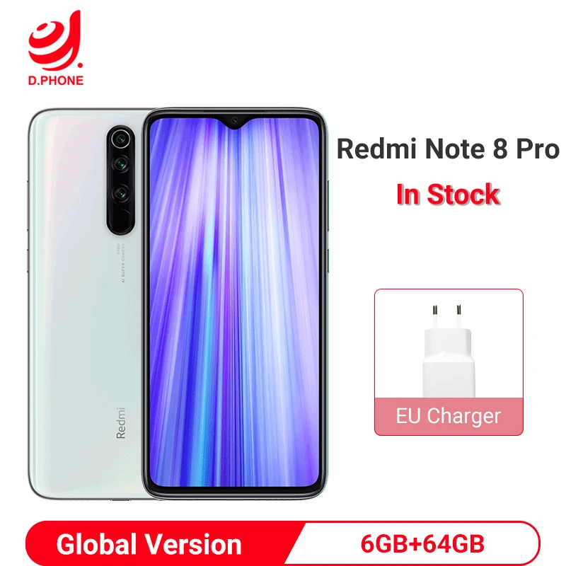 Xiaomi Redmi Примечание 8 Pro глобальная версия 6GB 64GB смартфон 64MP Quad Камера Helio G90T Octa Core 4500 мАч NFC мобильный телефон